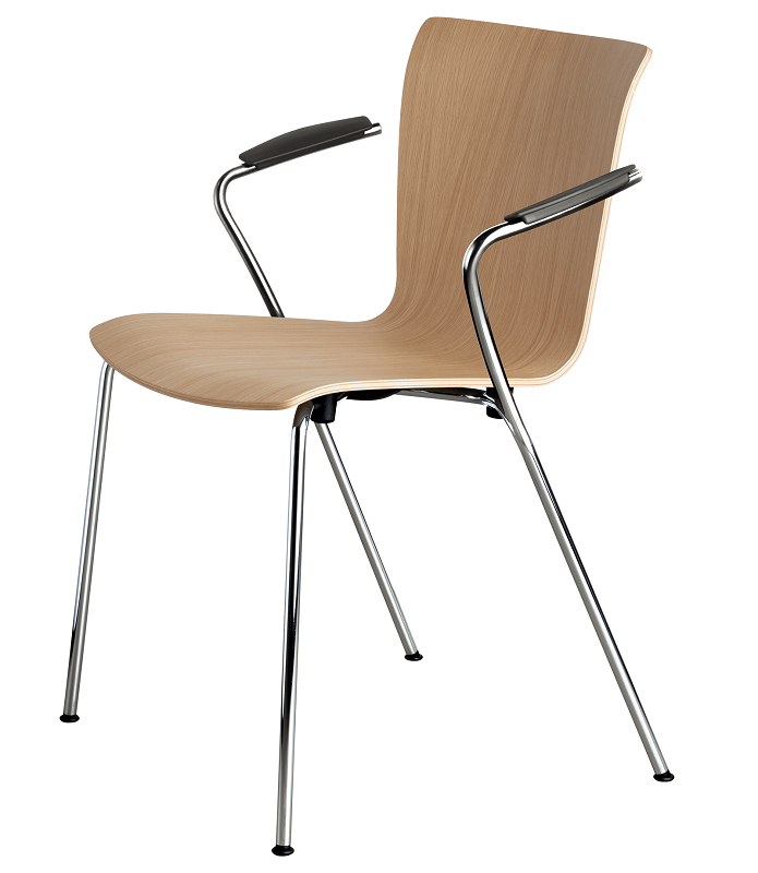 Fritz Hansen Vico Duo VM111 Veneer - Holz Veneer Oak, Verchromter Stahl