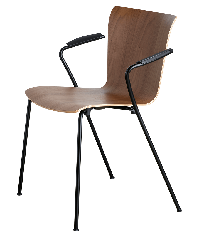 Fritz Hansen Vico Duo VM111 Veneer - Holz Veneer Walnut, Schwarz pulverbeschichtet