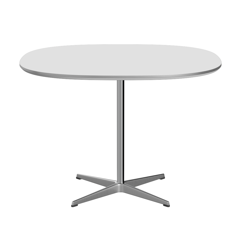 Fritz Hansen A603 Super-zirkularer Tisch -Satin Polierter Aluminium -Weiß (032)
