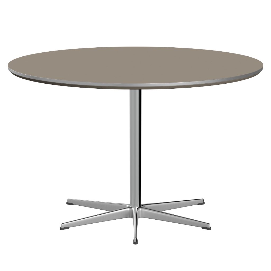 Fritz Hansen Zirkular A825 Zirkular Tisch Satinpoliertes Aluminium - Satin Polierter Aluminium & Brown Ottawa