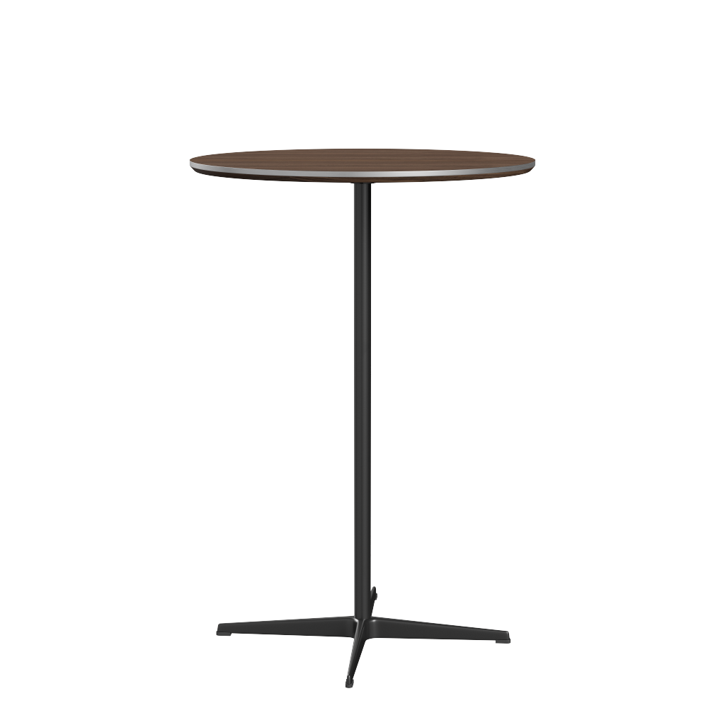 Fritz Hansen Bartisch A922 Ø 75 Cm Satinpoliertes Aluminium - Black - Brown Ottawa (717)