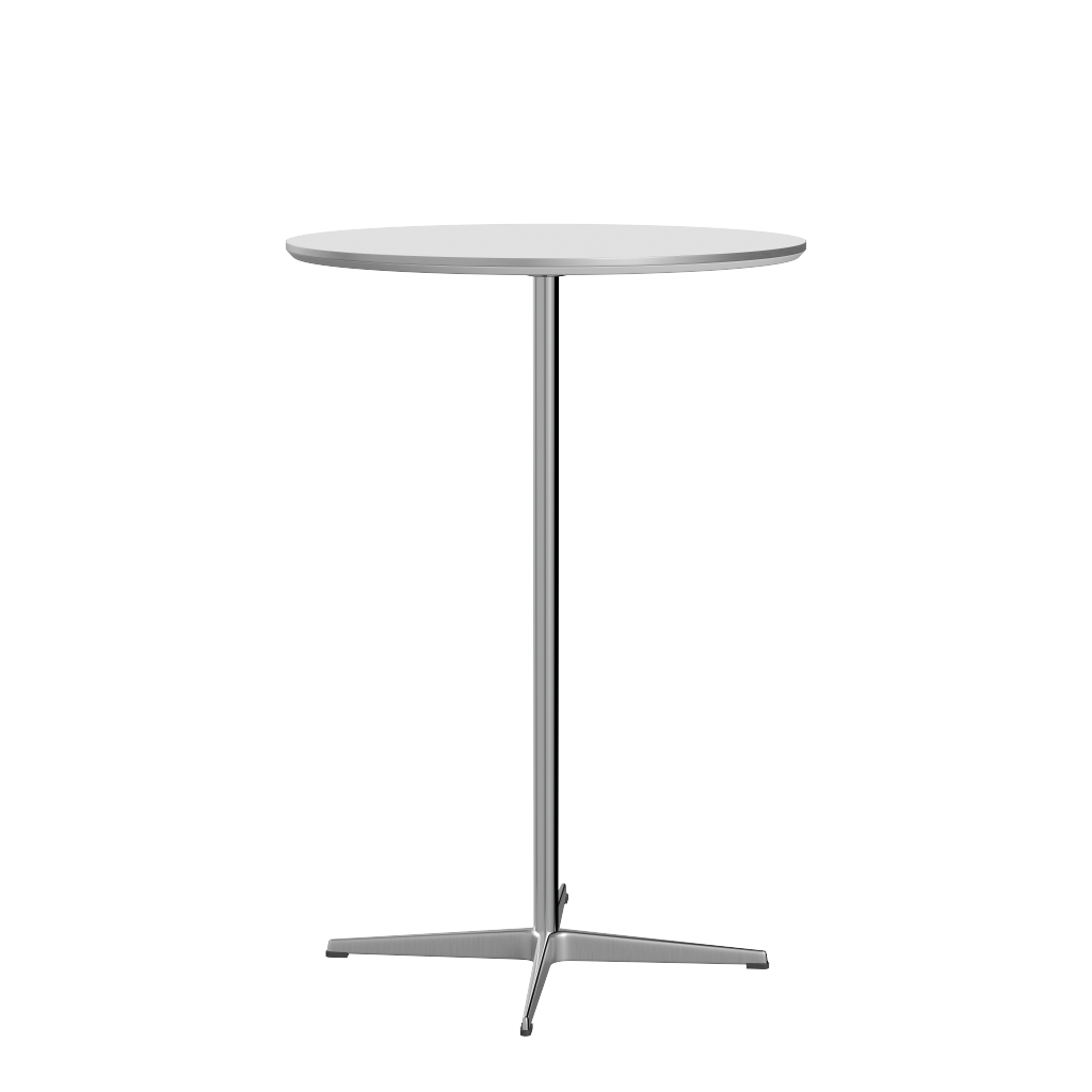 Fritz Hansen Bartisch A922 Ø 75 Cm Satinpoliertes Aluminium - Satin Polierter Aluminium - Weiß (032)
