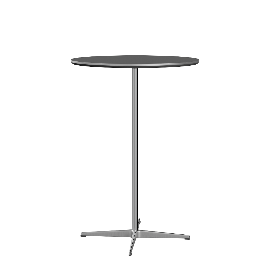 Fritz Hansen Bartisch A922 Ø 75 Cm Satinpoliertes Aluminium - Satin Polierter Aluminium- Grey Bromo (724)
