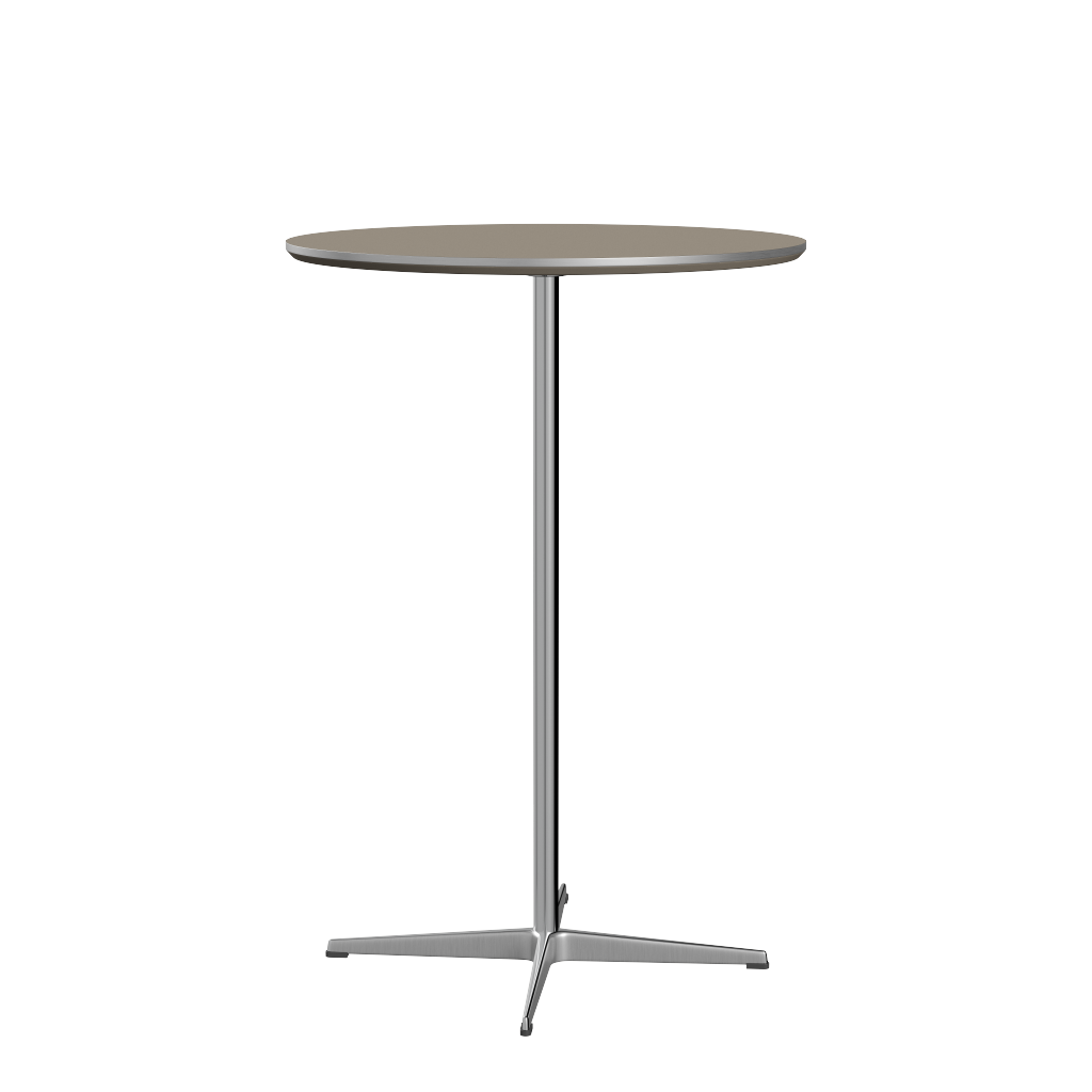 Fritz Hansen Bartisch A922 Ø 75 Cm Satinpoliertes Aluminium - Satin Polierter Aluminiumte - Brown Ottawa (717)