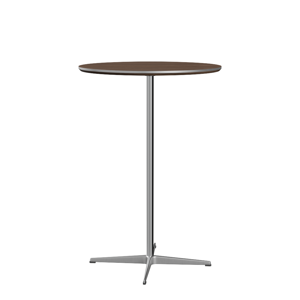 Fritz Hansen Bartisch A922 Ø 75 Cm Satinpoliertes Aluminium -  Satin Polierter Aluminiumte - walnuss