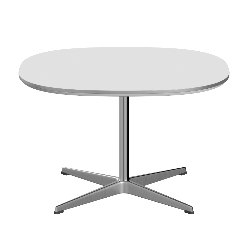 Fritz Hansen Couchtisch A202 Superzirkular 75X75 Cm -Satin Polierter Aluminium -Weiß (032)