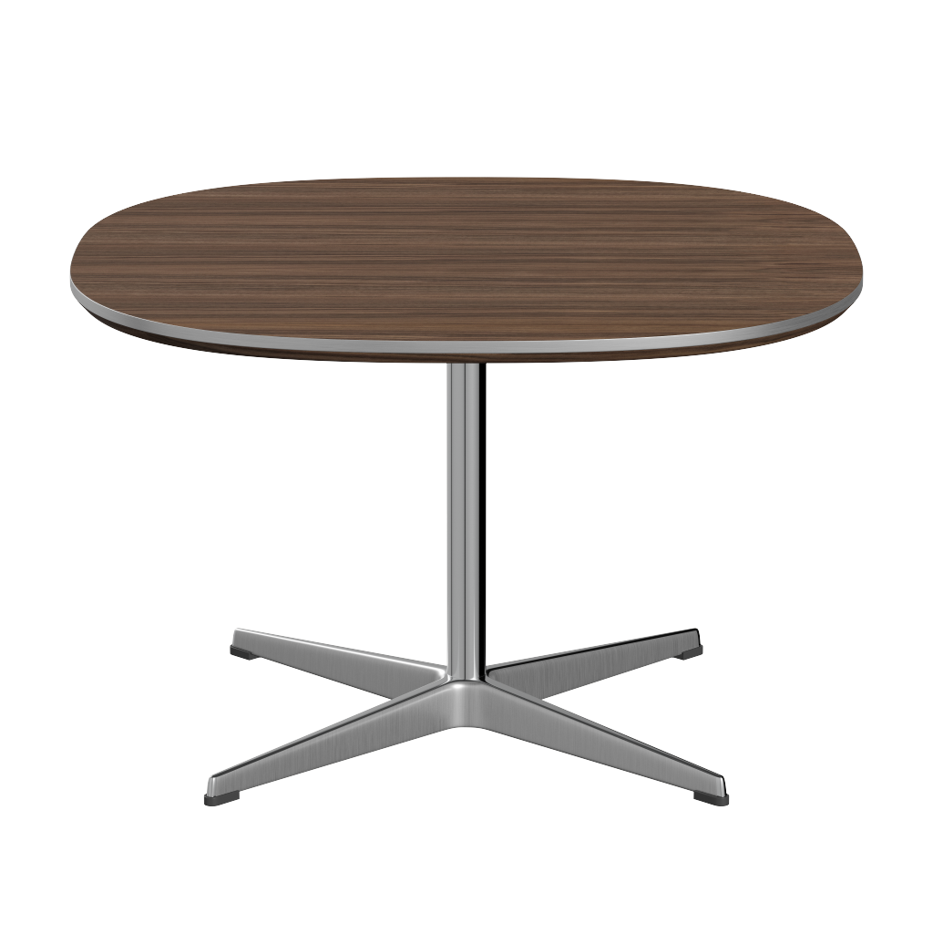 Fritz Hansen Couchtisch A202 Superzirkular 75X75 Cm -Satin Polierter Aluminium -Walnuss