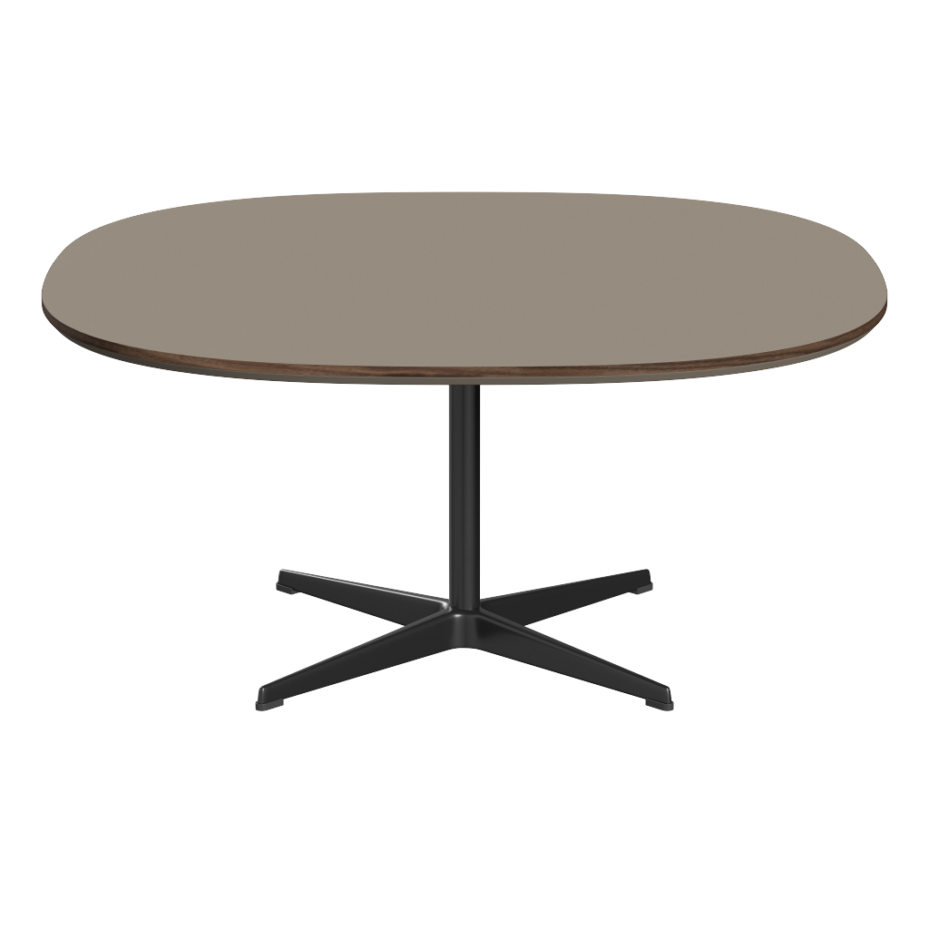 Fritz Hansen Couchtisch A203 Superzirkular 100X100 Cm - Black (190)-Brown Ottawa (717)