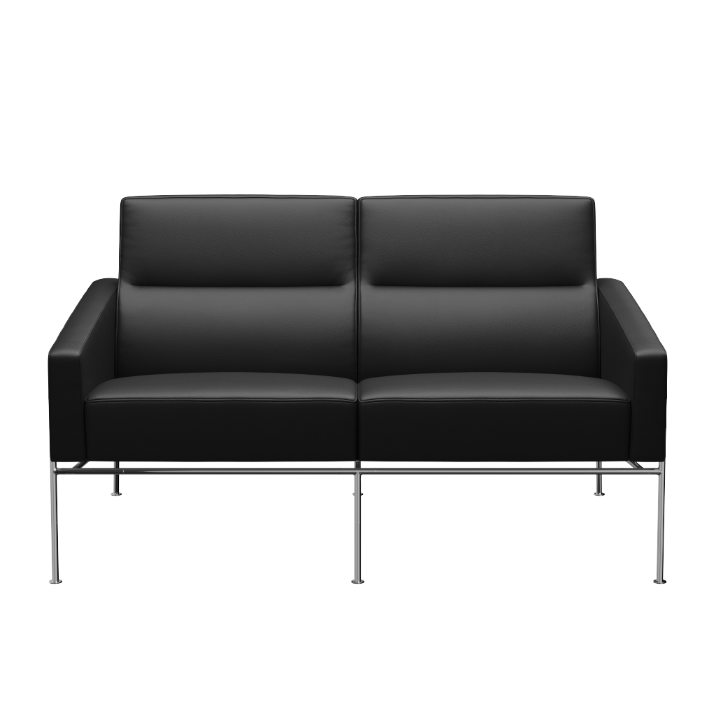 Fritz Hansen Serie 3300 3302, 2-Sitzer-Aura-Schwarz