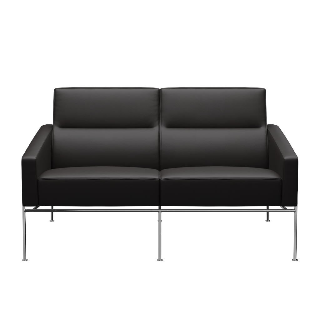 Fritz Hansen Serie 3300 3302, 2-Sitzer-Aura-Schwarzbraun
