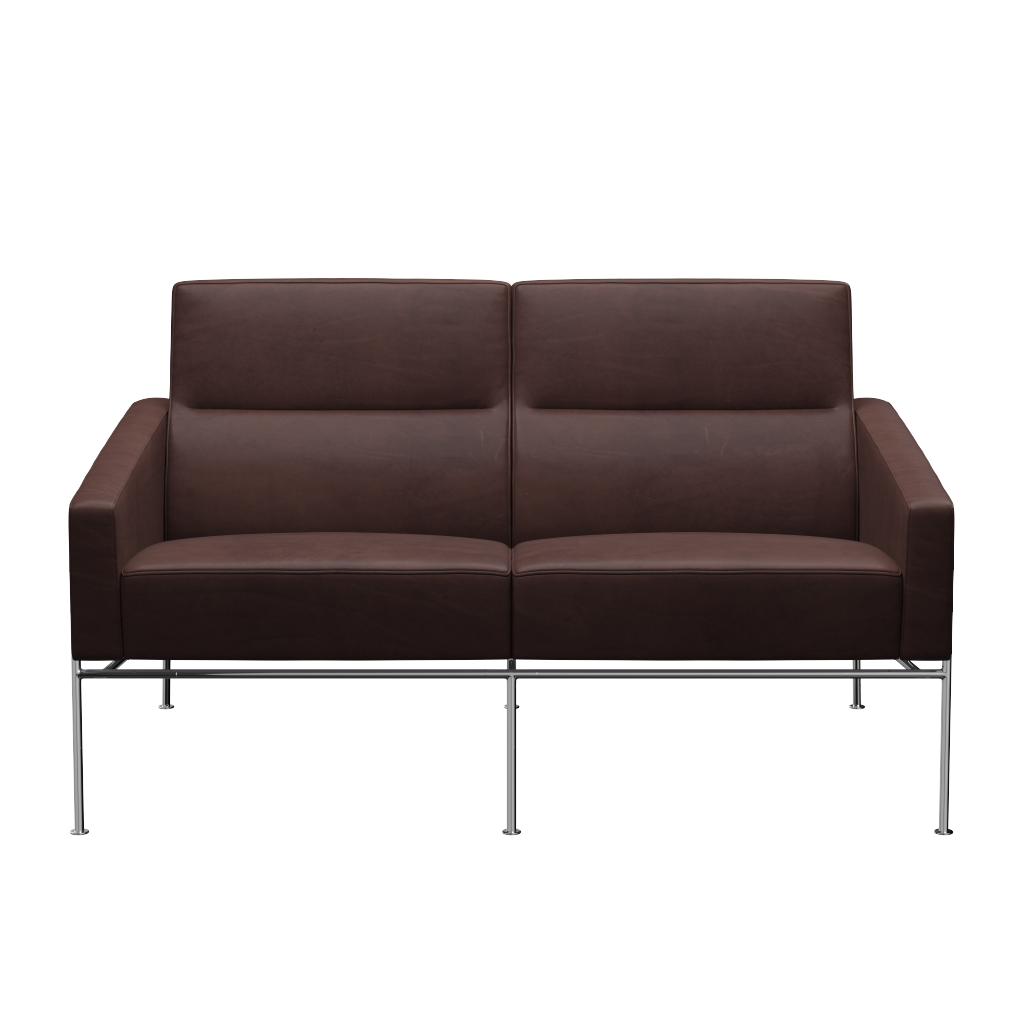 Fritz Hansen Serie 3300 3302, 2-Sitzer-Embrace-Chocolate
