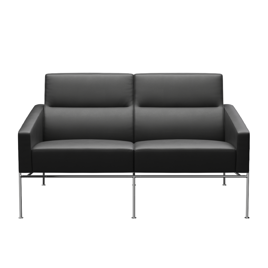 Fritz Hansen Serie 3300 3302, 2-Sitzer-Essential-Schwarz
