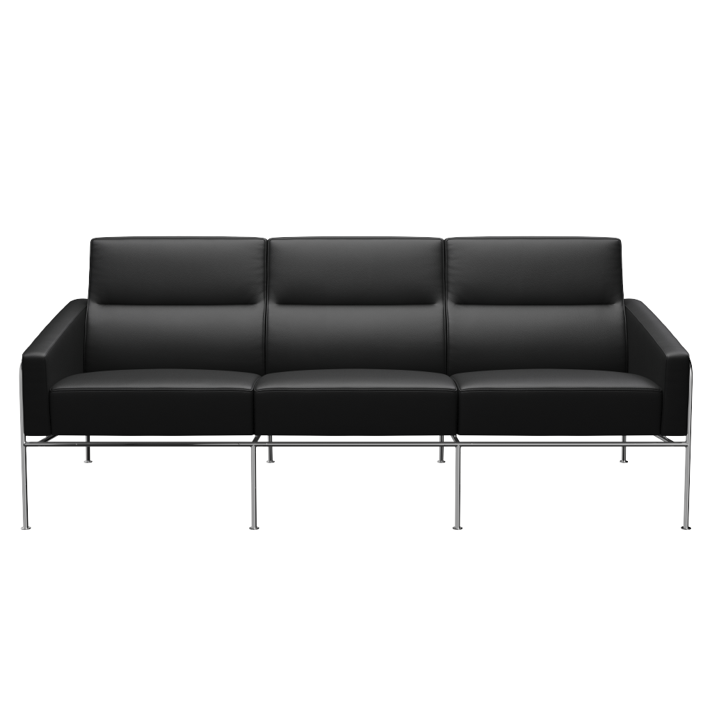 Fritz Hansen Serie 3300 3303, 3-Sitzer-Aura-Schwarz