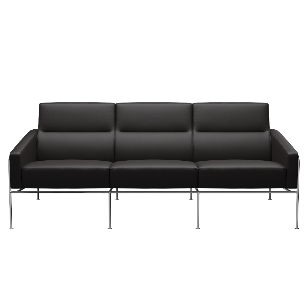 Fritz Hansen Serie 3300 3303, 3-Sitzer-Aura-Schwarzbraun