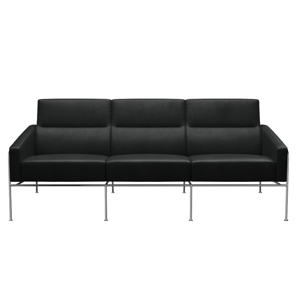Fritz Hansen Serie 3300 3303, 3-Sitzer-Grace-Schwarz