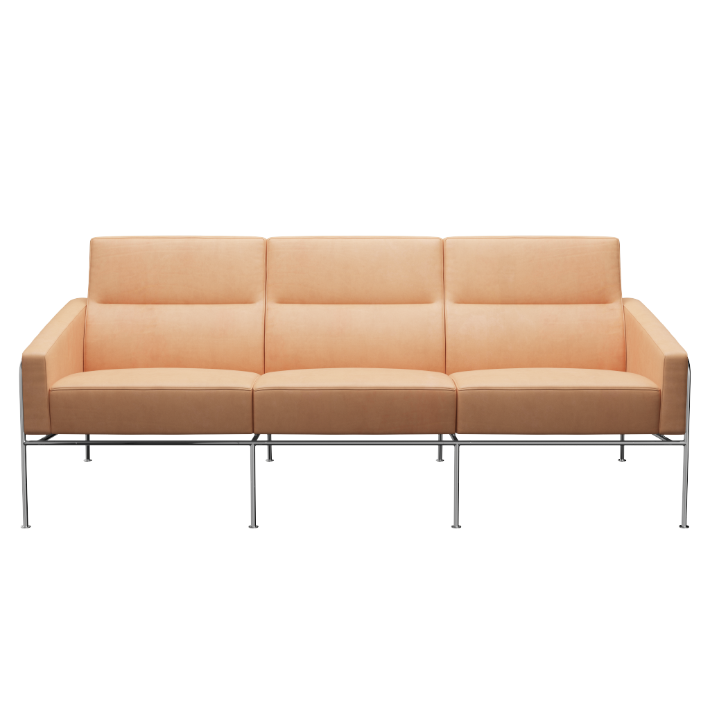 Fritz Hansen Serie 3300 3303, 3-Sitzer-Natural-Natural