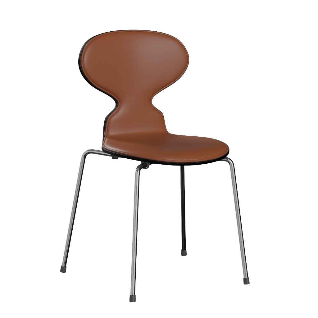 Fritz Hansen Ant™ 3101 - Front Polsterung - Lack - Stuhl - Soft-Cognac - Black (190/195) - Chrome