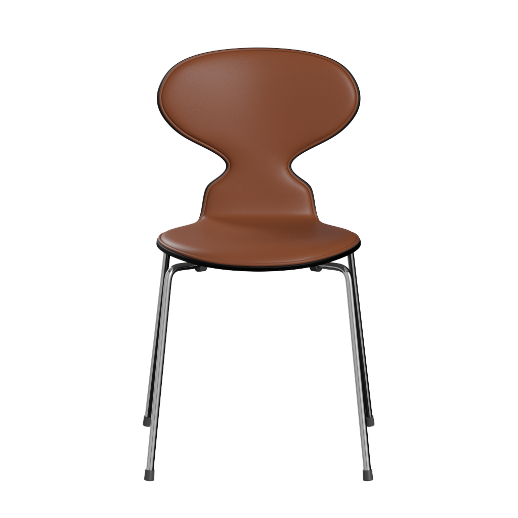 Fritz Hansen Ant™ 3101 - Front Polsterung - Lack - Stuhl - Soft-Cognac - Black (190/195) - Chrome