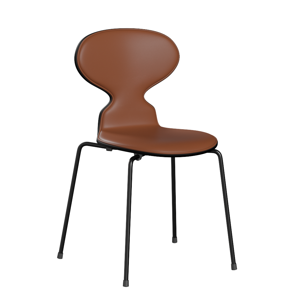 Fritz Hansen Ant™ 3101 - Front Polsterung - Lack - Stuhl - Soft-Cognac - Black (190/195) - Black (190)