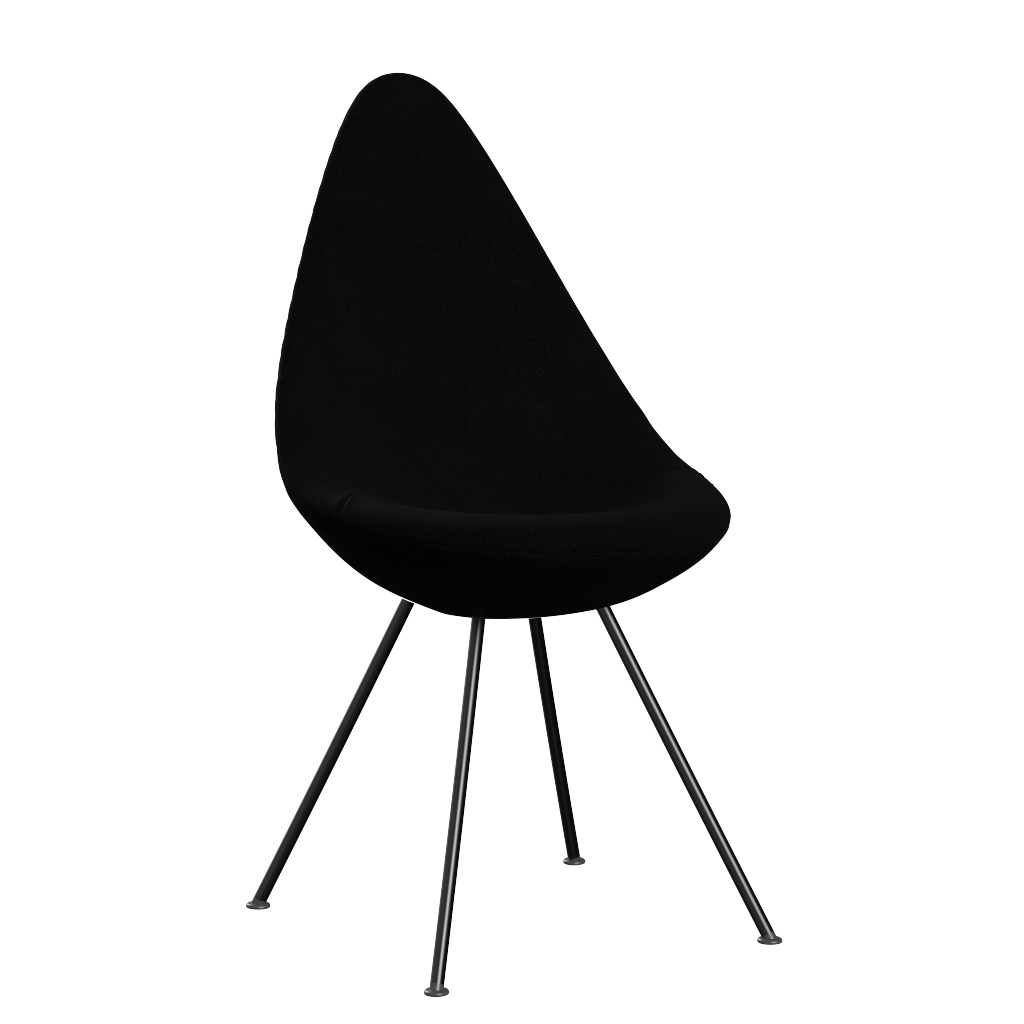 Fritz Hansen Drop™ 3110 -  Vollgepolstert - Stuhl - Hallingdal 190 - Black (190)