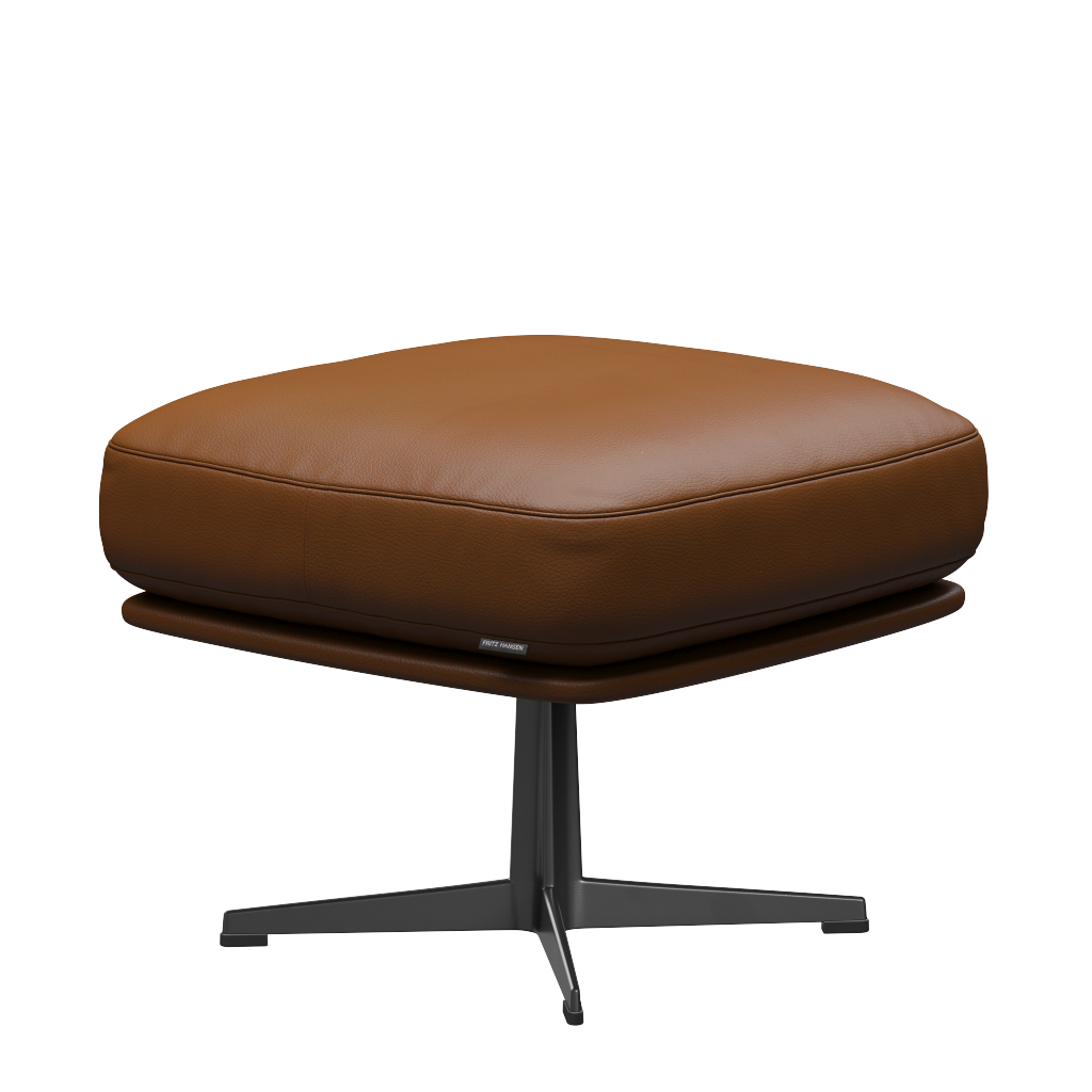 Fritz Hansen Oksen™ 4210 - Leder Fußhocker-Schwarz-Aura Walnuss