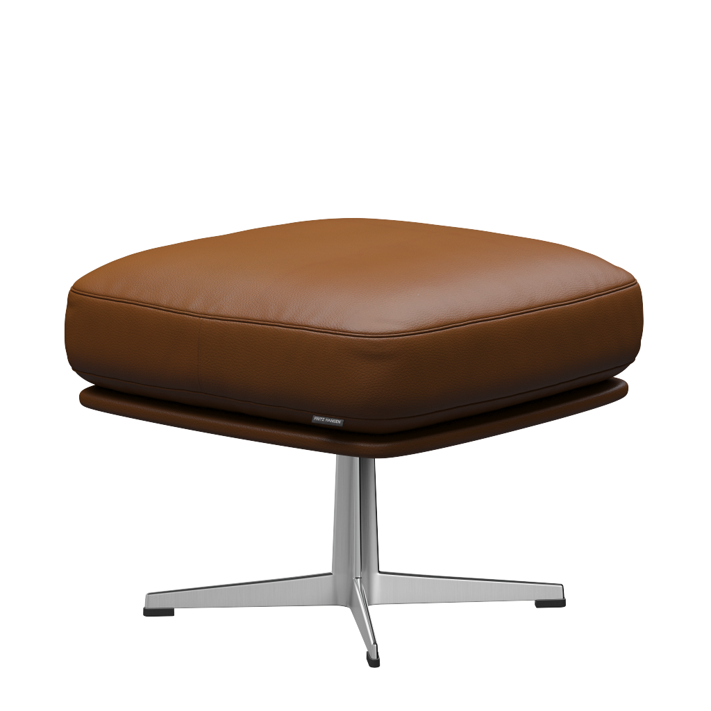 Fritz Hansen Oksen™ 4210 - Leder Fußhocker-Aluminium Matt-Aura Walnuss