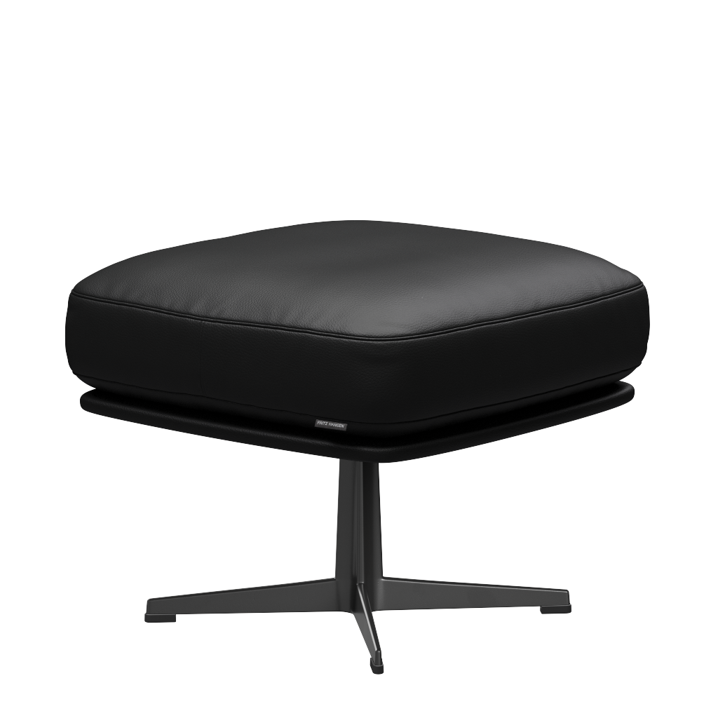 Fritz Hansen Oksen™ 4210 - Leder Fußhocker-Schwarz-Aura Schwarz