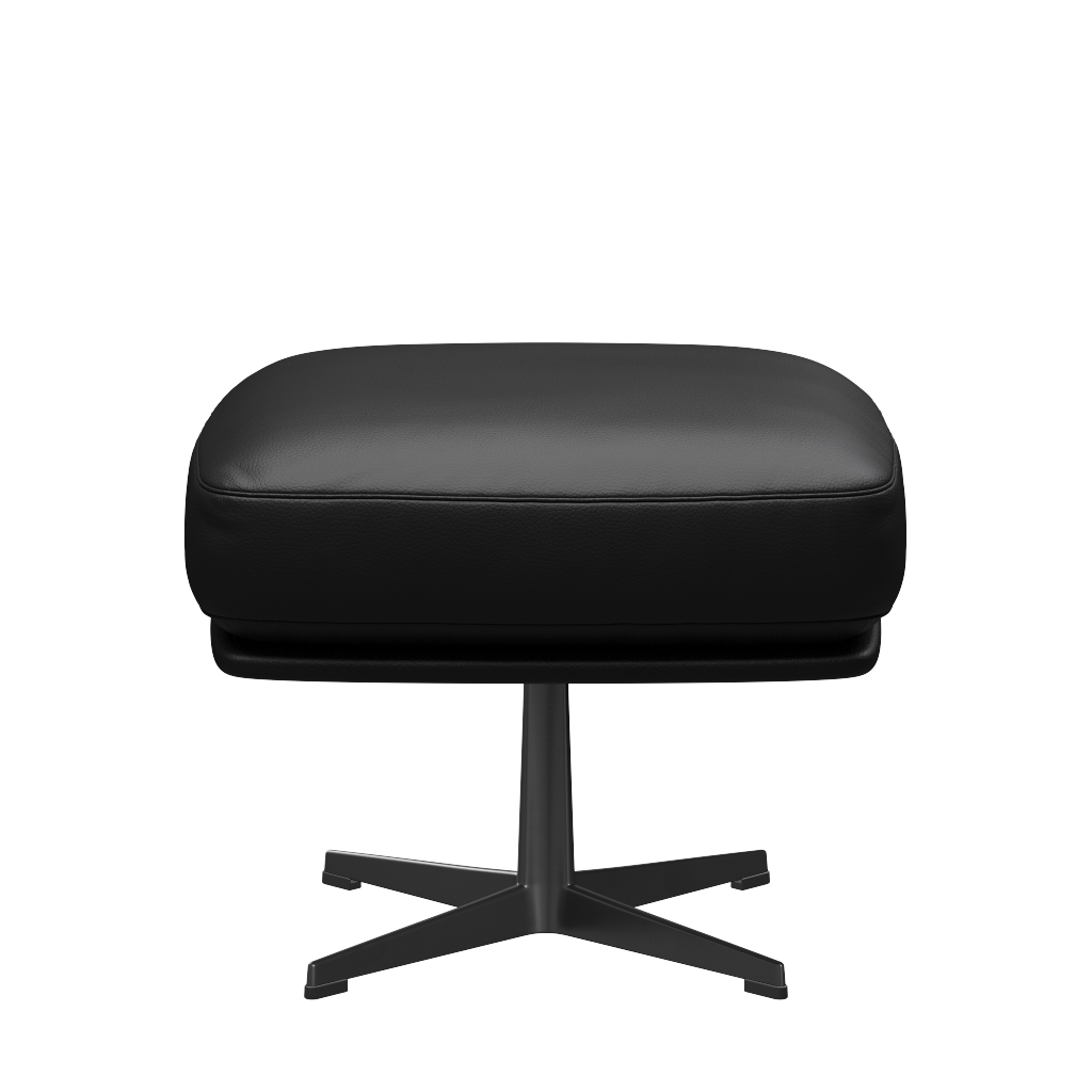 Fritz Hansen Oksen™ 4210 - Leder Fußhocker-Schwarz-Aura Schwarz