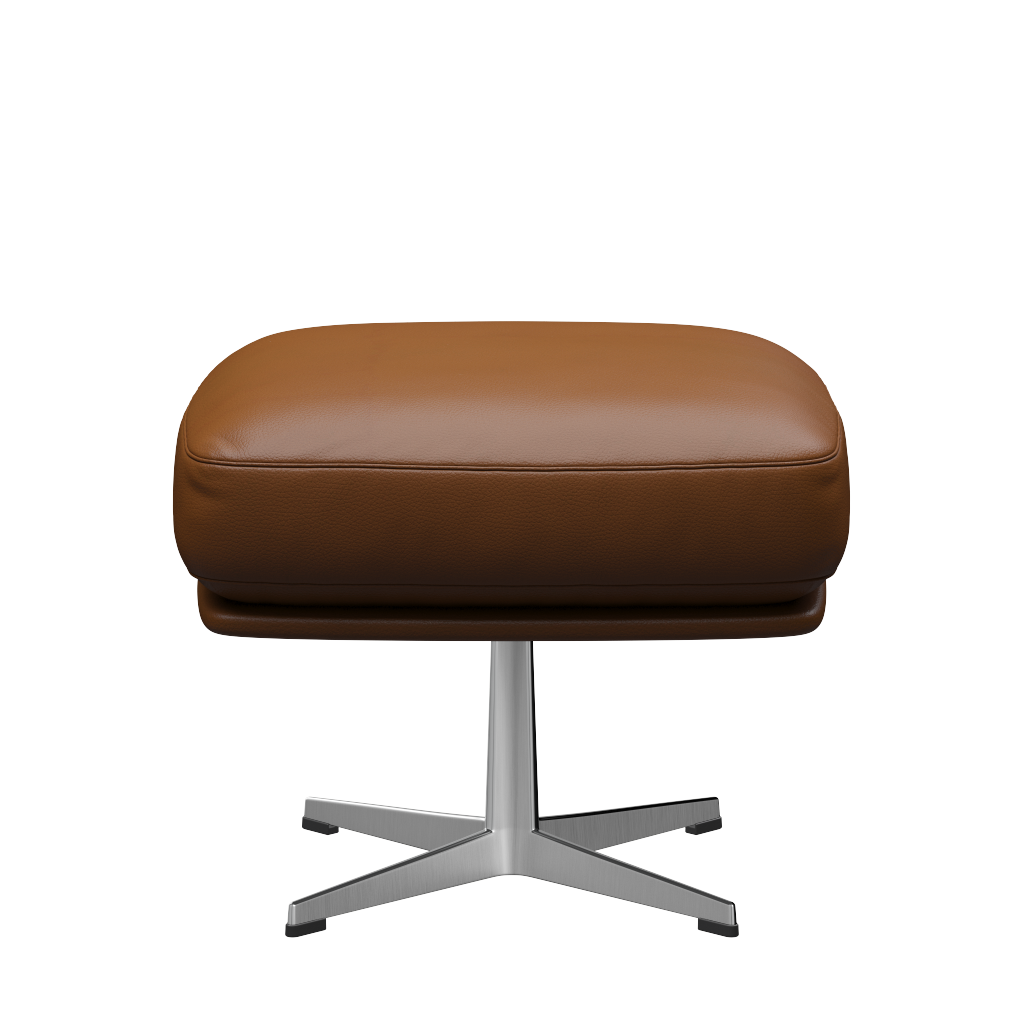 Fritz Hansen Oksen™ 4210 - Leder Fußhocker-Aluminium Matt-Aura Walnuss