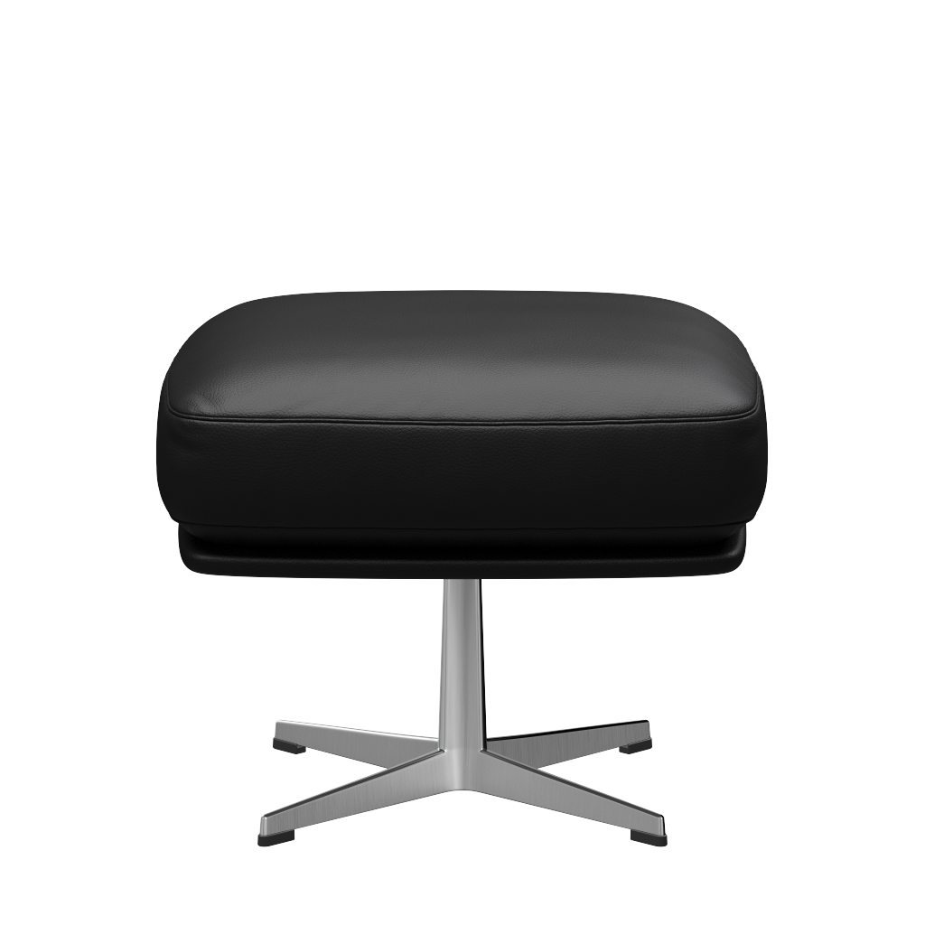 Fritz Hansen Oksen™ 4210 - Leder Fußhocker-Aluminium Matt-Aura Schwarz