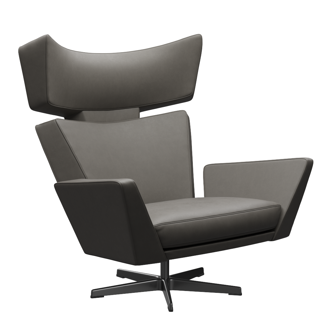 Fritz Hansen Oksen™ 4201 - Leder Loungesessel-Black-Essential-Lava