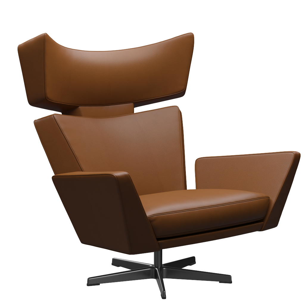 Fritz Hansen Oksen™ 4201 - Leder Loungesessel-Black-Aura-Walnuss