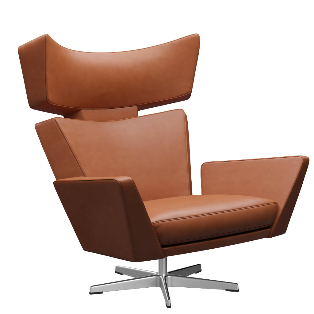 Fritz Hansen Oksen™ 4201 - Leder Loungesessel-Chrome-Grace-Walnuss