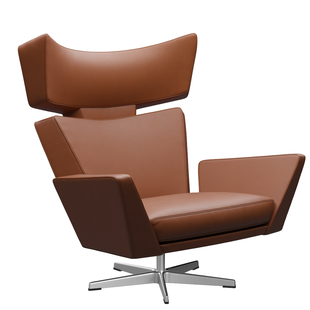 Fritz Hansen Oksen™ 4201 - Leder Loungesessel-Chrome-Essential-Walnuss