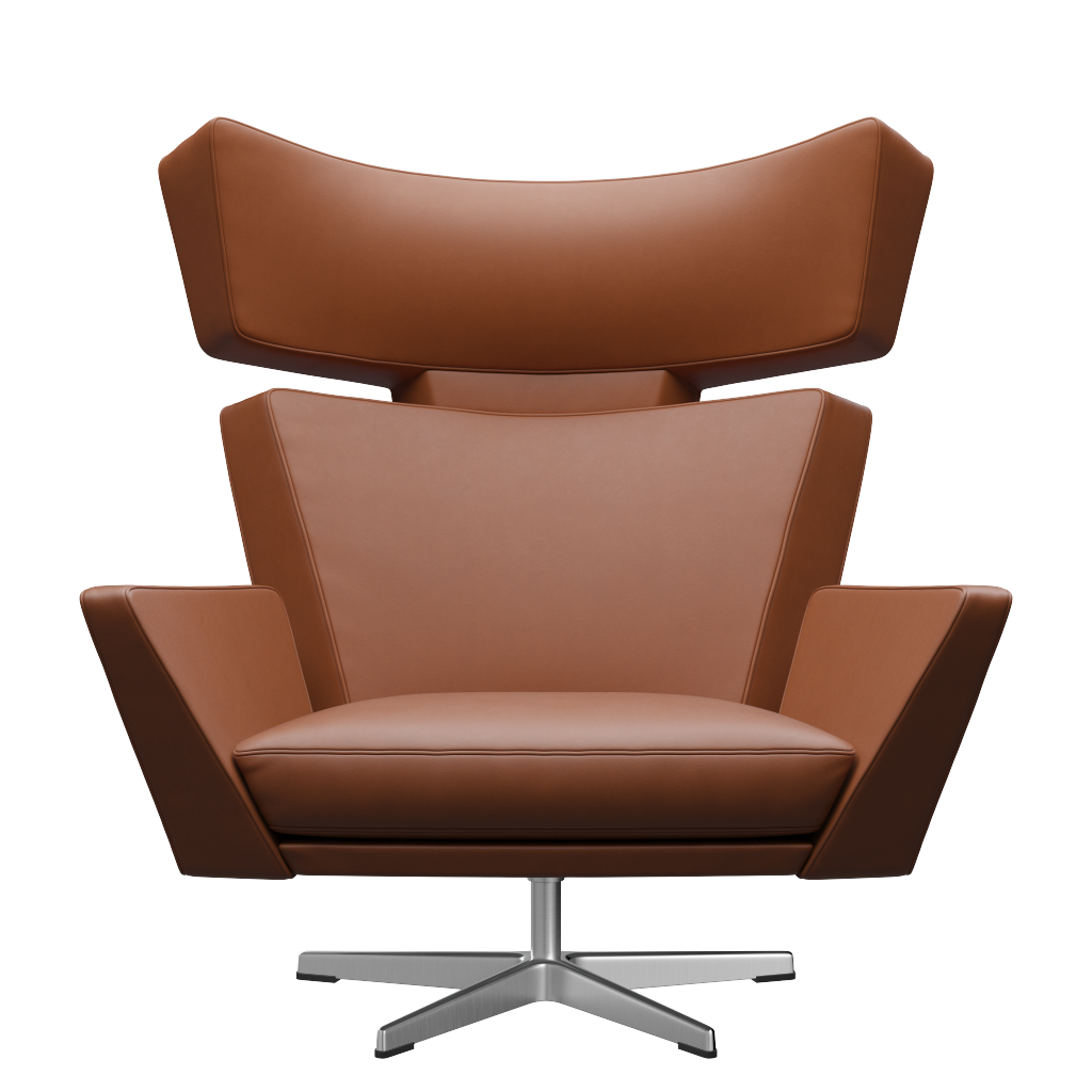 Fritz Hansen Oksen™ 4201 - Leder Loungesessel-Aluminium Matt  -Essential-Walnuss