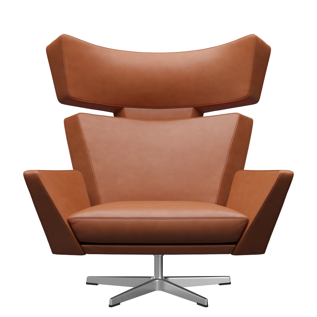 Fritz Hansen Oksen™ 4201 - Leder Loungesessel-Aluminium Matt  -Grace-Walnuss