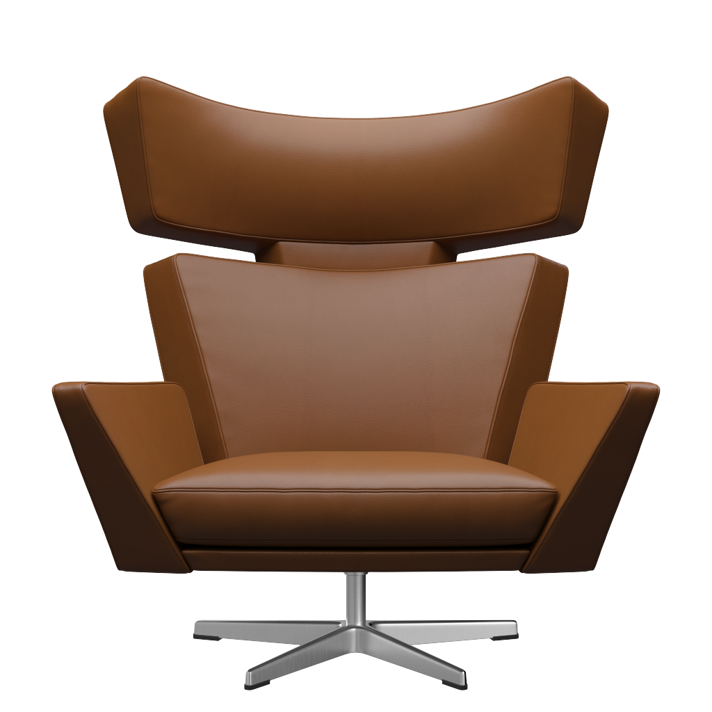 Fritz Hansen Oksen™ 4201 - Leder Loungesessel-Aluminium Matt  -Aura-Walnuss