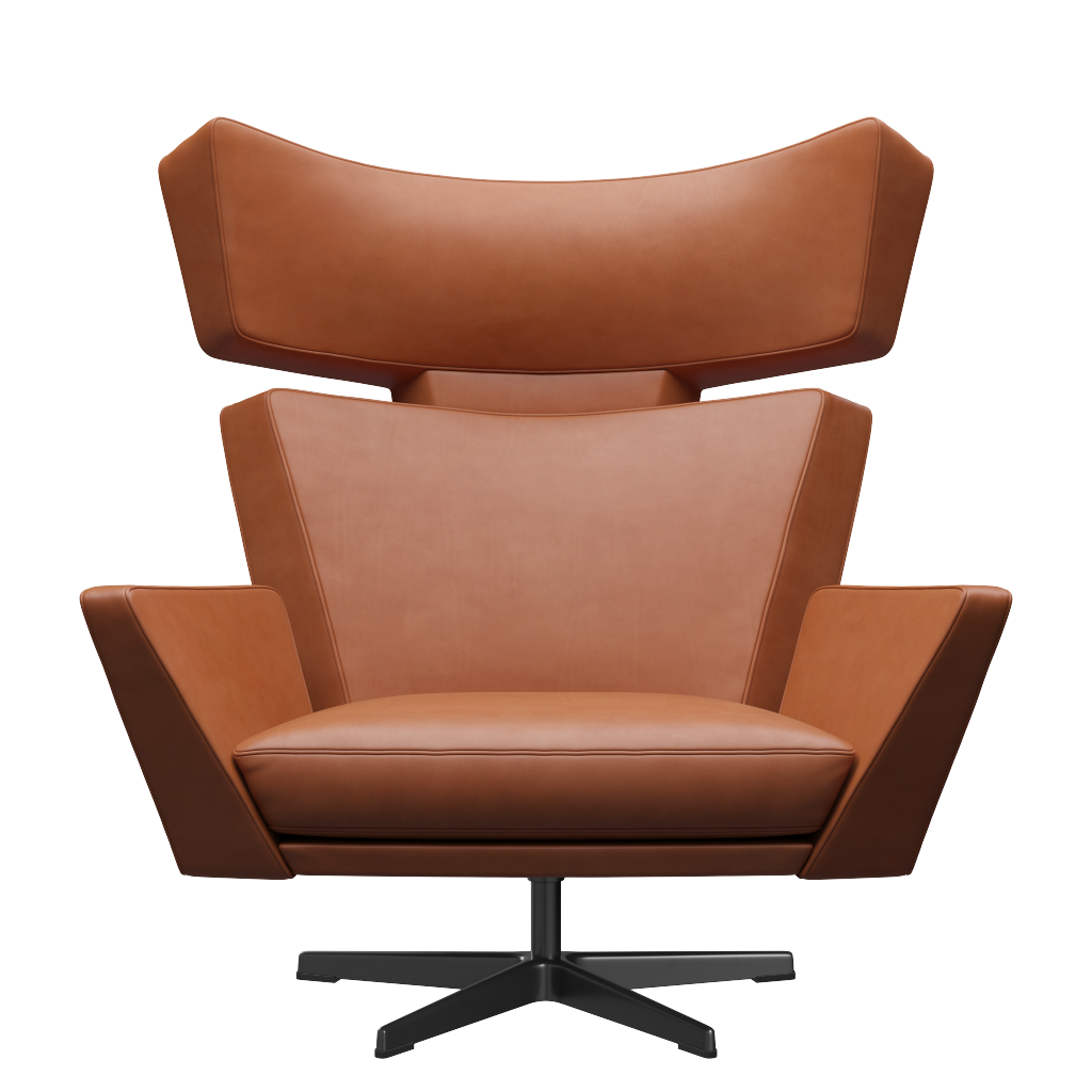 Fritz Hansen Oksen™ 4201 - Leder Loungesessel-Black-Grace-Walnuss