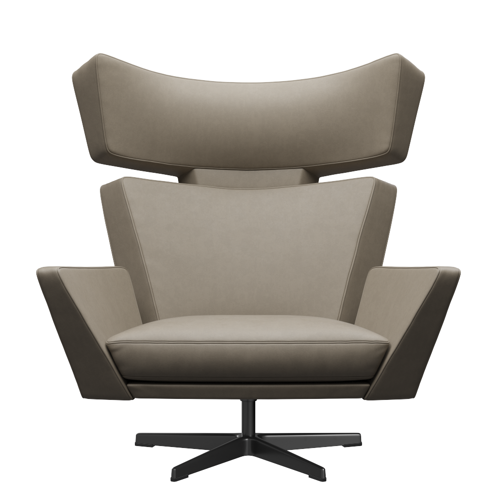 Fritz Hansen Oksen™ 4201 - Leder Loungesessel-Black-Essential-Light Grey