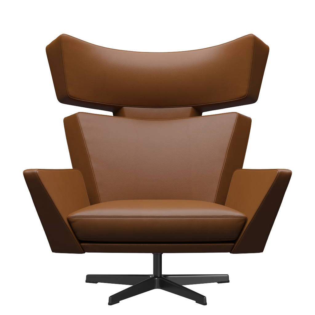 Fritz Hansen Oksen™ 4201 - Leder Loungesessel-Black-Aura-Walnuss