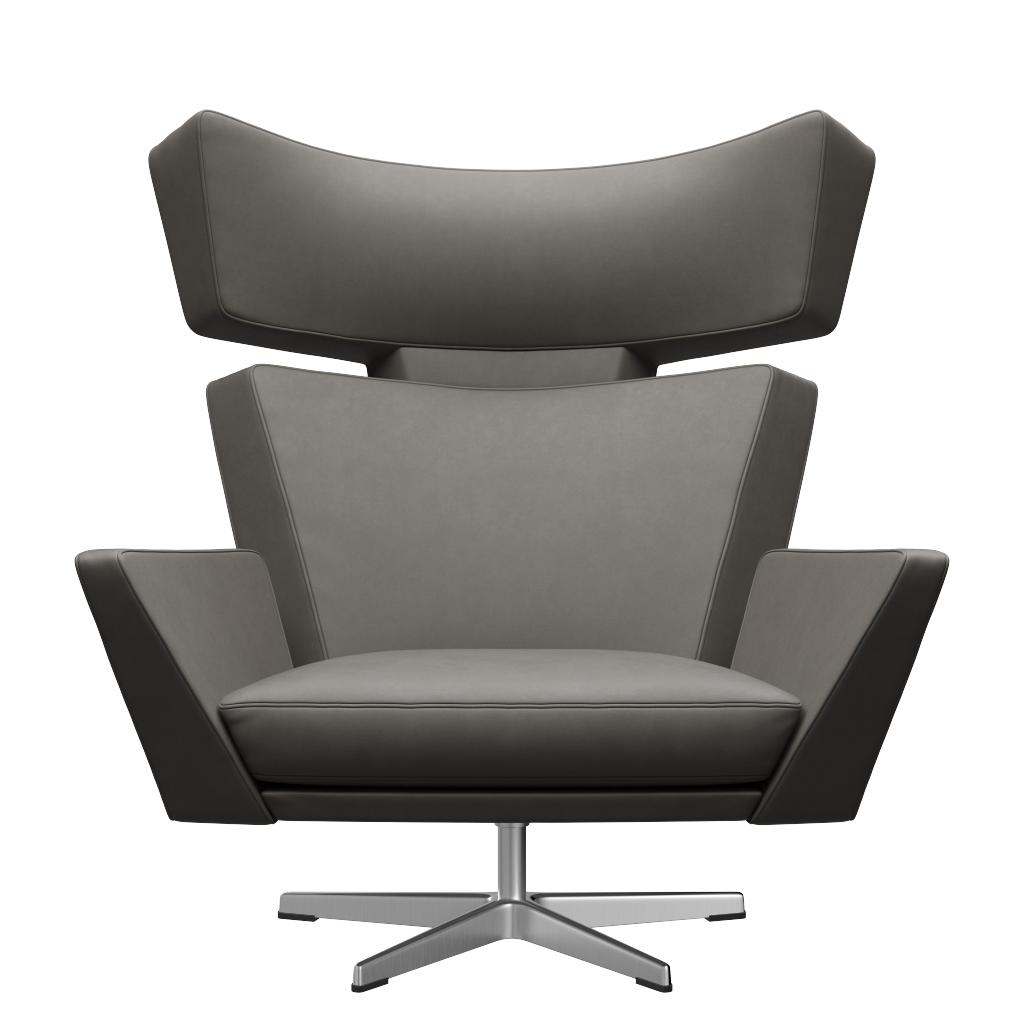 Fritz Hansen Oksen™ 4201 - Leder Loungesessel-Aluminium Matt -Essential-Lava