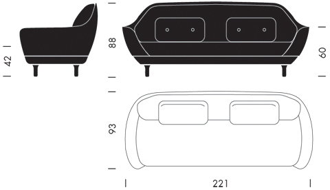 Fritz Hansen FAVN JH3, 3-sitzer, Designer Selections