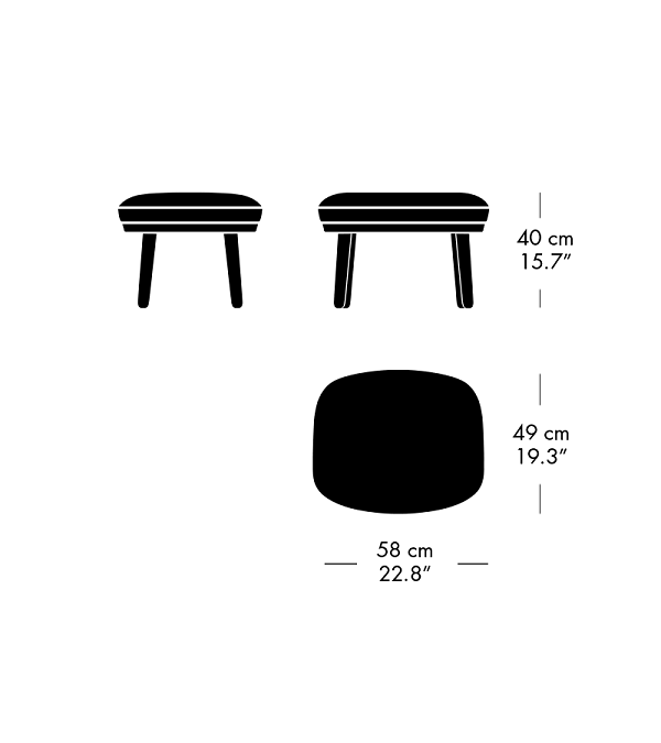 Fritz Hansen RO™ JH12 Fusshocker Holzbeine
