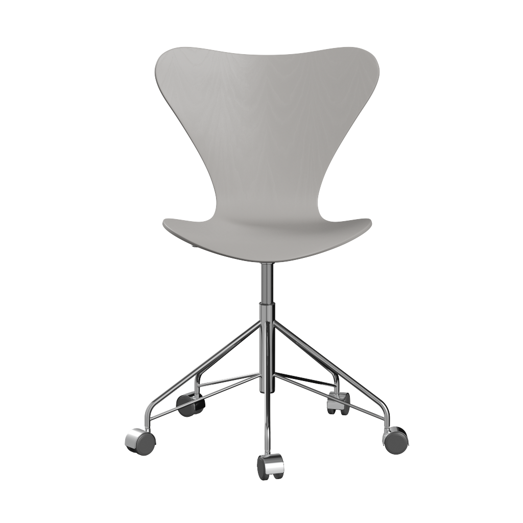 Fritz Hansen Series 7™ 3117 - Lack - Drehstuhl-Nine Grey (150/155)-Chrome-Brushed metal / Polished Aluminium