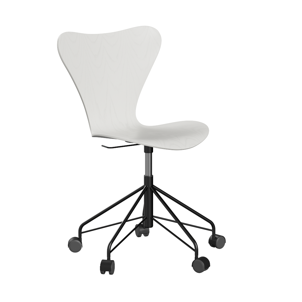 Fritz Hansen Series 7™ 3117 - Lack - Drehstuhl-White (100/105)-Black (190)-ABS Plastic / Black