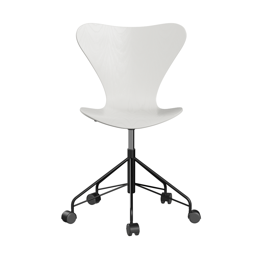 Fritz Hansen Series 7™ 3117 - Lack - Drehstuhl-White (100/105)-Black (190)-ABS Plastic / Black