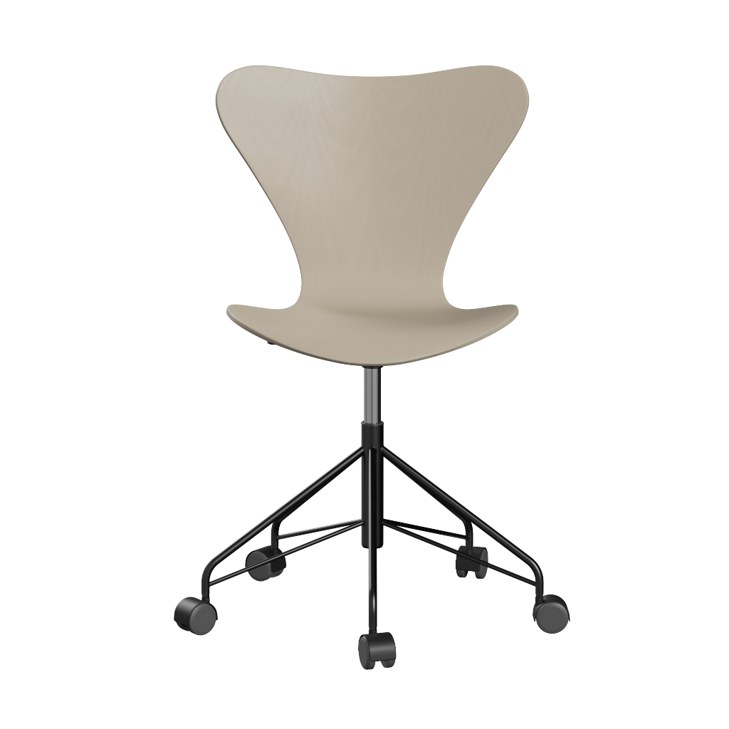Fritz Hansen Series 7™ 3117 - Lack - Drehstuhl-Light Beige (130/135)-Black (190)-ABS Plastic / Black
