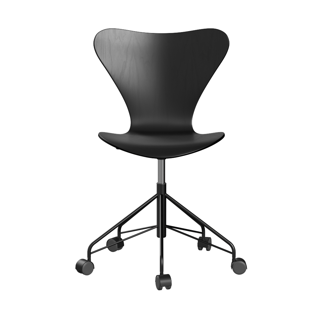 Fritz Hansen Series 7™ 3117 - Lack - Drehstuhl-Black (190/195)-Black (190)-ABS Plastic / Black