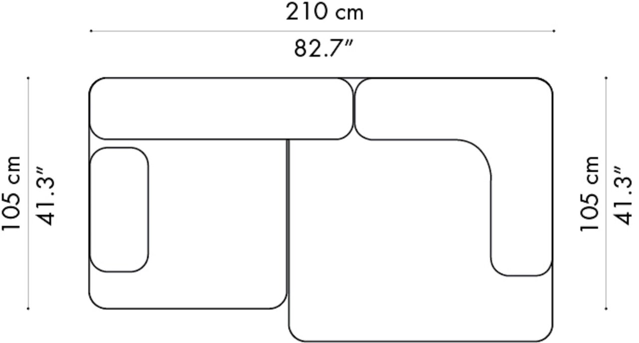 Fritz Hansen Alphabet Sofa™ PL210 Series - 2-Sitzer Sofa - PL210-2 - 1 Eckrücklehne - 1 Rückenlehne - 1 Armlehne rechts