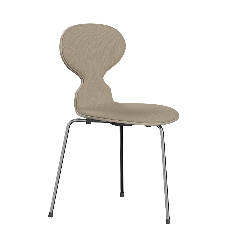 Fritz Hansen Ant™ 3100 mit Front Polsterung - Lack - Stuhl - Chrome - Light Beige (130/135) - Steelcut 240